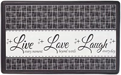 Anti-Fatigue Floor Comfort Mat, 18 x 30 in, Live, Love, Laugh Charcoal