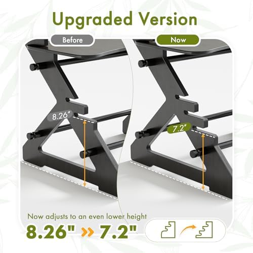 Amazer 22 inch Standing Desk Converter, Bamboo Desk Riser with Lap Desk
