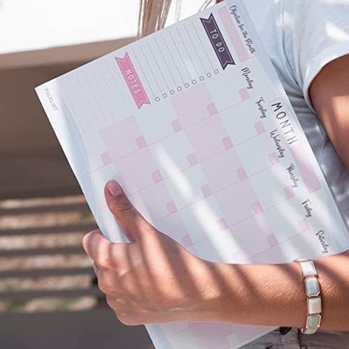 PACKLIST® Undated Monthly Planner Desk Pad (8.3x11.7 in) – Tear-Off Monthly Calendar Notepad – 100 GSM Paper Schedule Organizer with Objective for the Month, To-Do List & Notes for Office, Home, Study