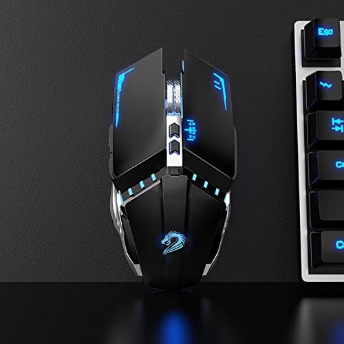 TENMOS T12 Wireless Gaming Mouse, Silent Rechargeable Computer Mice-Black