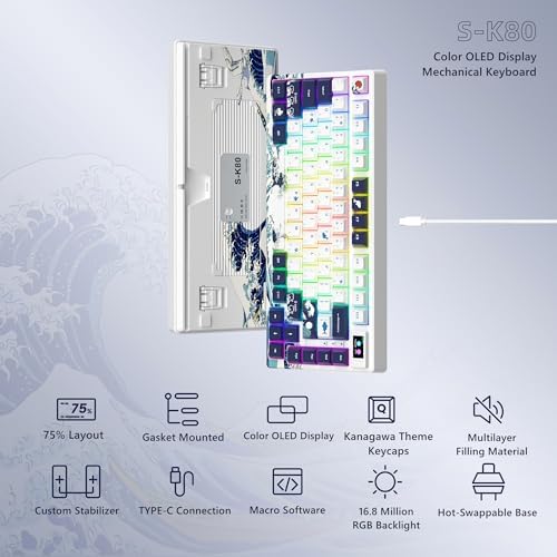 Womier SK80 75% Keyboard with Color Multimedia Display Gaming Keyboard