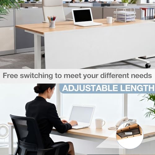 Tegeme 71'' Under Desk Privacy Panel Self Adhesive Desk Curtain Skirt White