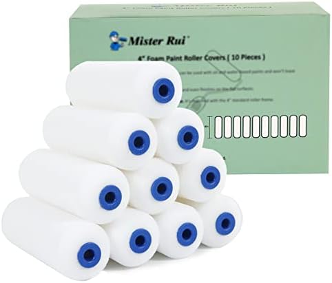 Mister Rui Mini Foam Paint Roller, 10 Pack, 4 Inch Small Paint Roller