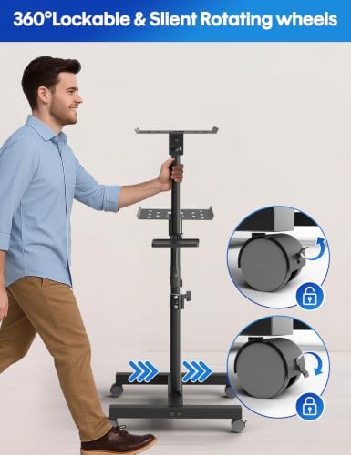 Projector Stand, 2-Shelf Laptop Tripod Stand with Adjustable Height