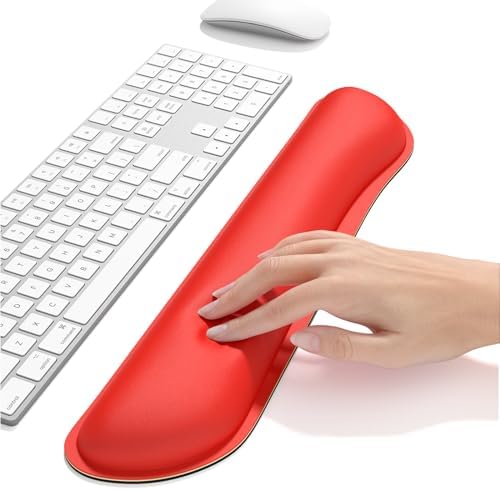 Dapesuom Enlarge Keyboard Wrist Rest, Cute Memory Foam Keyboard Wrist Cushion for Computer Desk Mats Support, Typing Pain Relief Ergonomic Mouse Pad Rests with Non-Slip Base for Gaming, Laptop, Red