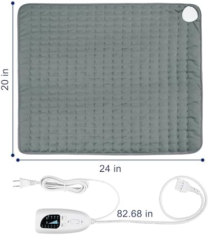 24x20 Inch Electric Heating pad for Back Neck Shoulder Knee Arms Legs- Electric Heat Pads with 6 Heat Settings & Auto Shut Off &Dry/Moist Heat Heating Pad for Birthday Mother Father Girl Men Women