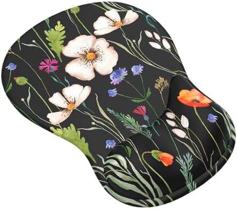 eulps Mouse Pad with Gel Wrist Rest, Ergonomic Comfortable Computer Wrist Support for Laptop, Pain Relief Mousepad with Non-Slip PU Base for Office & Home (Wildflower Night)