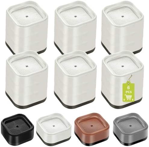 6 Pack Furniture Risers 3 Inch, Adjustable Bed Risers Heavy Duty for Table Desk Couch Chair Sofa Cabinet Bed Legs Dorm, Square Stackable Bed Raisers Blocks Lift Height 1", 2",3"or 4", White