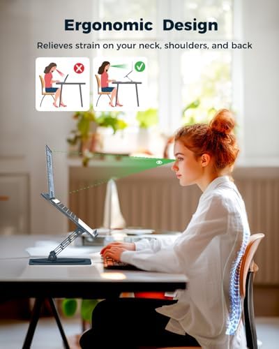 Aoviho 360° Rotating Laptop Stand for Desk | Adjustable, Foldable, Portable Aluminum Ergonomic Riser | Compatible with MacBook, Dell, HP & All Laptops 10-16 inch