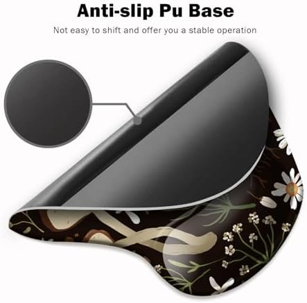 Ergonomic Mouse Pad with Wrist Support and Coaster,Mouse Pads with Non-Slip PU Base for Home Office Working Studying Easy Typing & Pain Relief Daisy