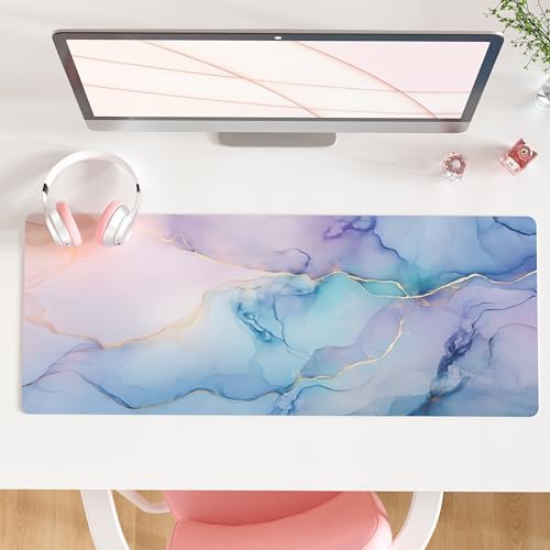 QIYI PU Leather Large Mouse Pad, Waterproof Desk Mat, 31.5" x 11.8", Fluid