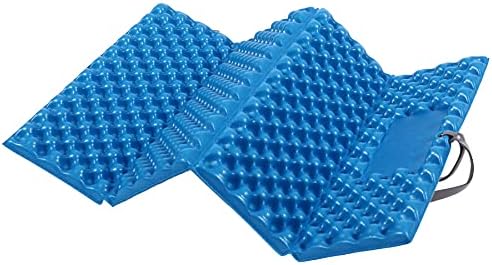 REDCAMP Ultralight Foam Backpacking Sit Pad, Foldable Waterproof Z Hiking Sitting Pad Insulated Stadium Seat Cushion with Strap for Outdoor Camping Picnic, Blue/Black/Yellow