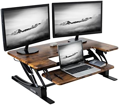 VIVO Rustic Vintage Brown 36 inch Standing Desk Converter, DESK-V000VN