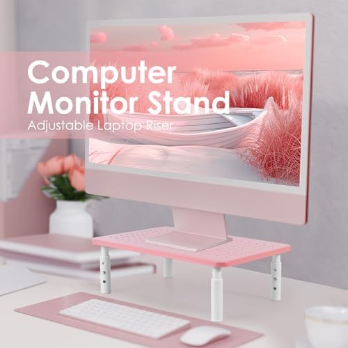 2 Pack Monitor Riser Desktop Stand Flat Screen TV Monitor Stand Pink