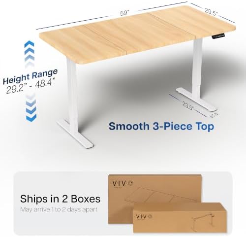 VIVO Light Wood 60 x 30 in Standing Desk, DESK-KIT-1W6C-30