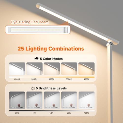 ShineTech LED Desk Lamp for Home Office,Foldable Reading Lamp with Adapter