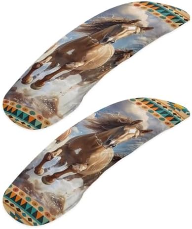 Aztec Horse Print Office Chair Armrest Slipcovers, Elastic Armrest Slipcovers for Computer Chair, Washable Anti-Dust Arm Covers, 2 Piece