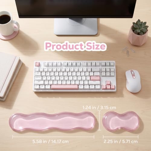 MoKo Gel Wrist Rest for Keyboard and Mouse, Clear Hand Rest, Clear Pink