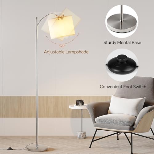 SUNMORY Arc Floor Lamp, Modern Floor Lamp with 9W 3 Color Temperatures Bulb