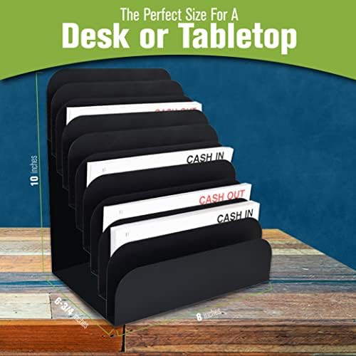 BankSupplies STEELMASTER Steel Cashier Pad Rack 10 Slot Desktop File and Paper Organizer Black Powder-Coated Finish