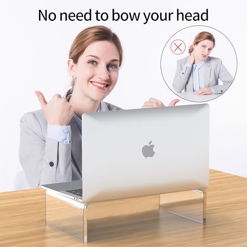 Acrylic Monitor Stand Riser Clear Laptop Stand Riser L12.5 xW7.5 xH4