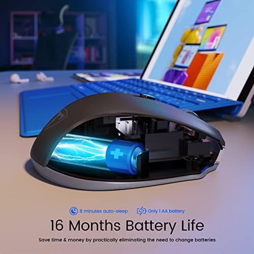 HOTWEEMS Ergonomic Wireless Mouse for Laptop, 2.4G USB Cordless Mice- Grey