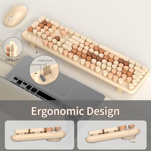 Colorful Wireless Keyboard and Mouse Combo, Milk Tea Colorful