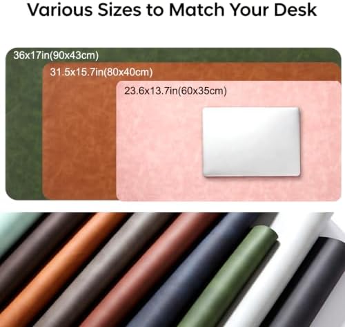 Distressed Leather Desk Mat - Non-Slip PU Leather Desk Pad Protector - Large Waterproof Mouse Pad Computer Keyboard Desk Mat Desk Accessories for Office & Home (Brown, 36"x17")