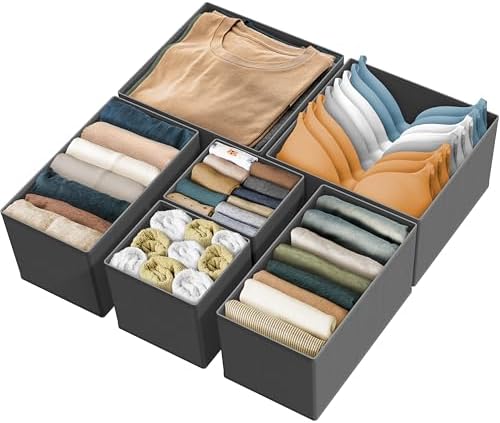 Simple Houseware Underwear Drawer Organizer, Set of 6, Dark Gray