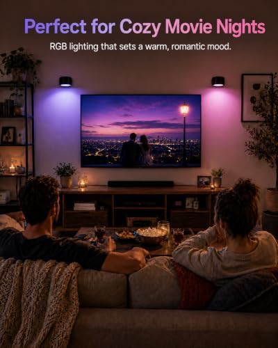 RGB Wall Sconces, Rechargeable Magnetic Lights with Remote, 2 Pack