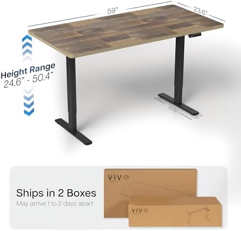 VIVO Reclaimed Wood 60 x 24 in Standing Desk, DESK-KIT-2B6P