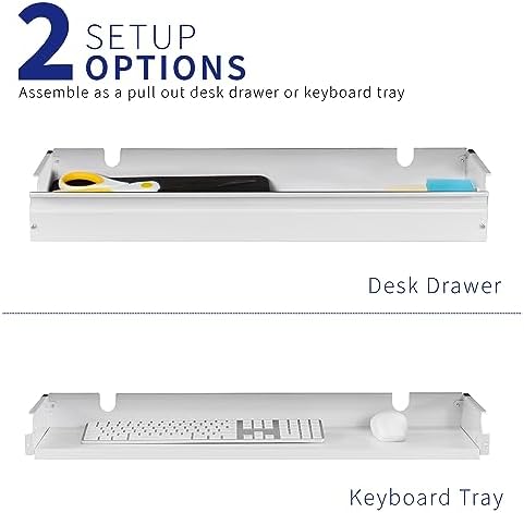 VIVO White Under Desk 33 x 9 in Slide Out Storage Drawer, DESK-DR33-W