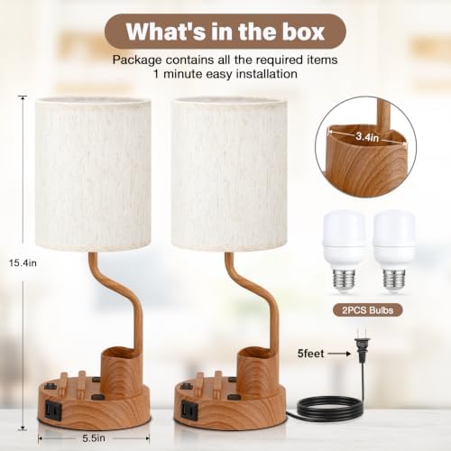 Fenmzee Bedside Lamps for Bedroom Set of 2 - Table Desk Lamp for Nightstand
