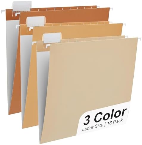 Y YOMA 18 Pack Gradient Hanging File Folders Letter Size Decorative Hanging Folder Pretty File Folder Organizer for Filing Cabinet Office Home with 1/5-Cut Adjustable Tabs, Sunny Orange