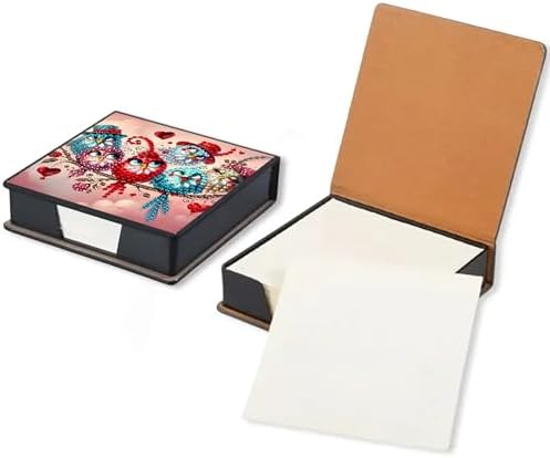 Bird Diamond Painting Note Box Memo Pad Holder, Diamond Art Sticky Notes Organizer for Desk, Aesthetic Stationery Storage Case for Office,School Supplies (Bird2)
