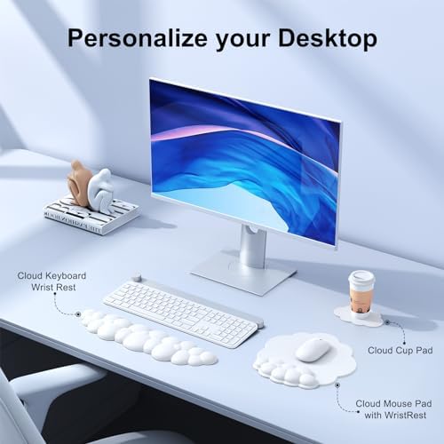 MOKURU Cloud Mouse Pad with Wrist Rest, Cloud Keyboard Wrist Rest, Mouse Pad Wrist Support, Ergonomic Keyboard Mouse Wrist Support White