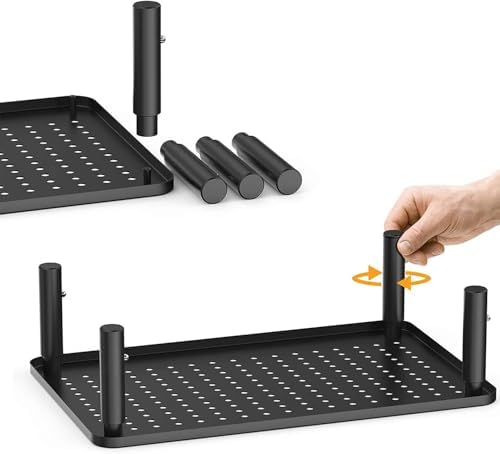 suptek Monitor Stand Riser for Computer,Laptop,Printer, Notebook and All Flat Screen Display with Vented Metal Platform,3 Height Adjustable Laptop Riser,2 Pack,Black(MST003-2)