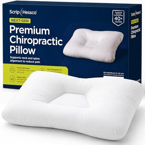 Next-GEN Premium Neck & Cervical Pillow – No Foam Odor Fiber Fill Orthopedic Contour for Neck Pain Relief – Dual Roll for Back & Side Sleepers – Latex Free – Midsize 22"x15" White