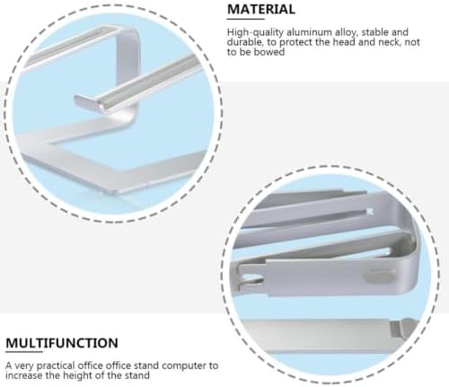 Detachable Aluminum Alloy Laptop Stand with Tablet Holder for Desk Use, Adjustable Height Computer Support Compatible with Notebooks, Silver Color Ergonomic Design Relieves Back