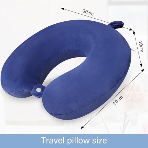 Travel Pillow, Neck Pillows for Airplanes, Memory Foam, Vivid Blue