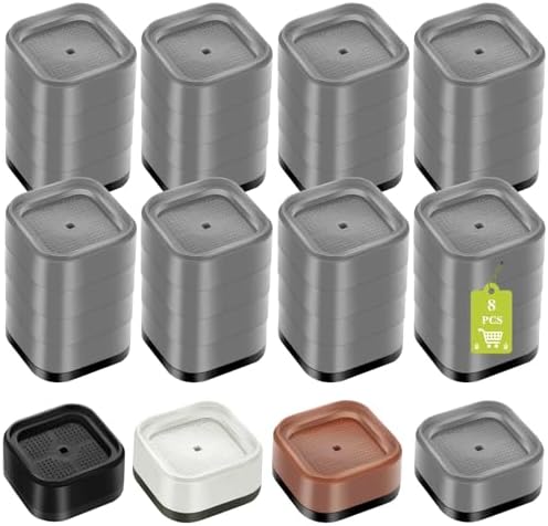 8 Pack Furniture Risers 4 Inch, Adjustable Bed Risers Heavy Duty for Table Desk Couch Chair Sofa Cabinet Bed Legs Dorm, Square Stackable Bed Raisers Blocks Lift Height 1", 2",3" or 4", Grey