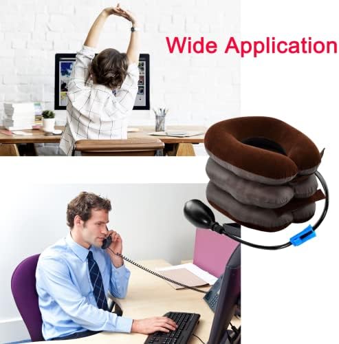 Universal Inflatable Cervical Neck Traction Device & Collar Brace, Flocked Air Pillow,Best for Neck Support & Instant Relief for Chiropractic Chronic Neck Pain, Spine Alignment