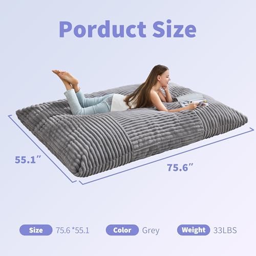 Hobestluk Adult Bean Bag Chair 3 in 1 Convertible Large Bean Bag Sofa