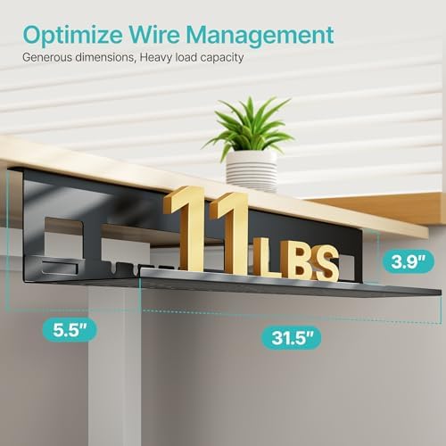 PEGZONE Under Desk Cable Management Tray, 31.5'' Screw-Mount Steel Rack
