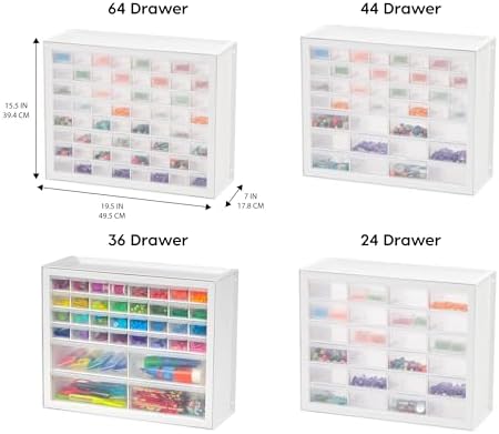 IRIS USA 44-Drawer Small Parts Storage Cabinet, Crafts, Made in USA, White