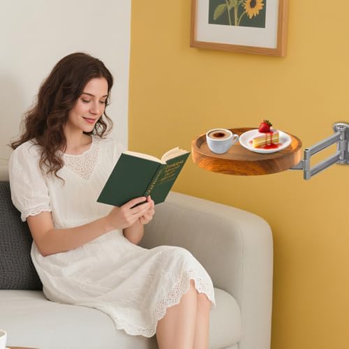 Comeon Wall Mounted Folding Nightstand, Night Stand Fold Down for Small Spaces Bedside Table Bed Side Tables Bedroom to Place Alarm Clock Electronic Devices Books (Wood)