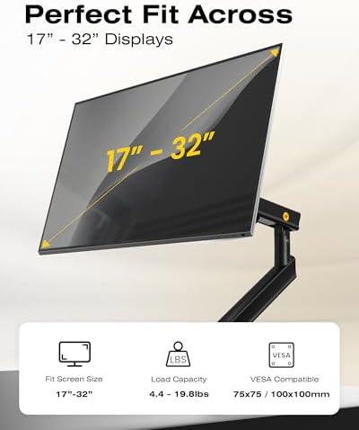 NB SmooVex™ Monitor Mount, Monitor Stand fits up to 32 Inch, Mechanical Spring Mount, VESA 75/100 mm, Model-A5(Black)