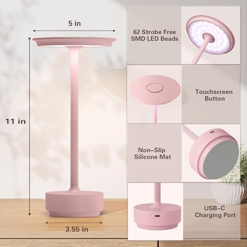 Cordless Table Lamp Set of 2,Rechargeable Battery Powered LED Table Light
