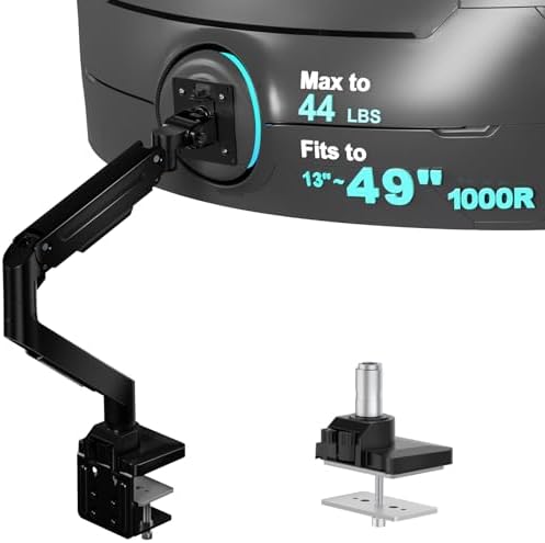 WALI Heavy Duty Monitor Arm for 13-49 inch 1000R Curved Screen, up to 44lbs
