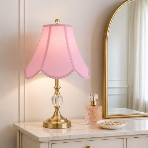 GO&SO Lamp Shades 1Pc,6" x 13" x 10.6",Scalloped Lamp Shade,Pink Petals